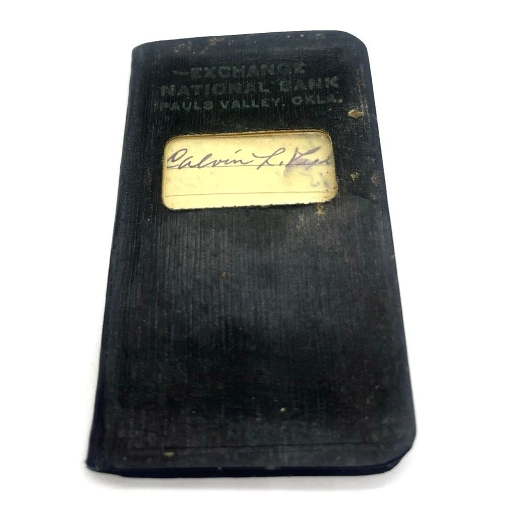 Vintage Exchange National Bank Book Pauls Valley Oklahoma Mini Pocket Ledger